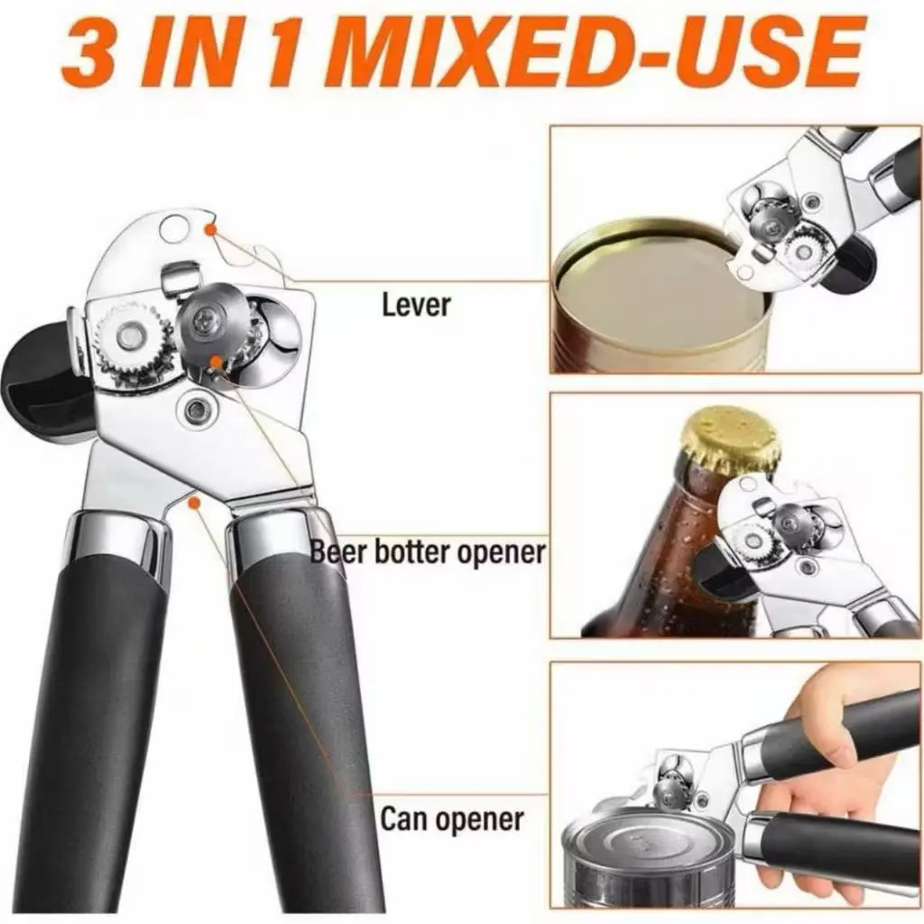 Alat Pembuka Kaleng 3in1 Stainless Steel Can Opener Alat Pembuka Botol