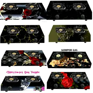 wallpaper stiker kompor 2 tungku motif kembang