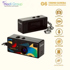 READY! G6 Black Thumb Camera Mini Keychain Retro Camera Foto 12MP, Video 1080 HD, Rekam Audio
