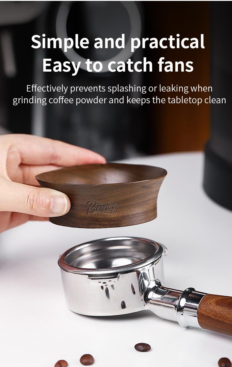 Product Introduction of BINCOO Walnut Magnetic Coffee Powder Catcher Coffee Machine Handle Anti-flying Powder Catcher 51/53/58MM 5