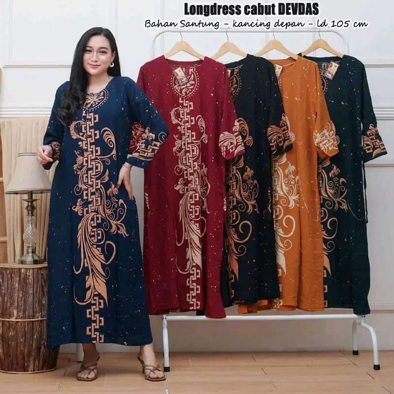 longdress panjang ibu muda kekinian / daster wanita dewasa kancing dada aneka motif cantik 1