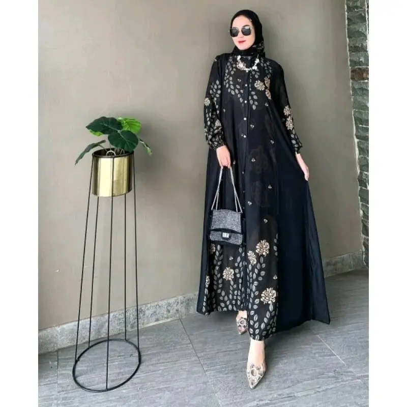 Ready Gamis viral set hijab rayon premium dress lebaran 2025 1