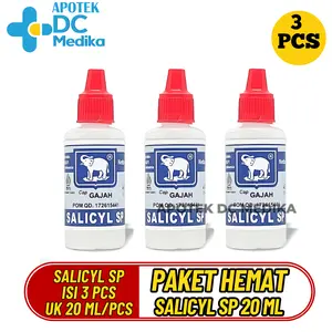 Salicyl SP Cap Gajah 20ML Bundling, 3 Pcs, Paket Hemat, Bermanfaat Untuk Mengatasi Gatal-Gatal Pada Kulit Karena Biang Keringat Atau Gangguan Kulit Lain