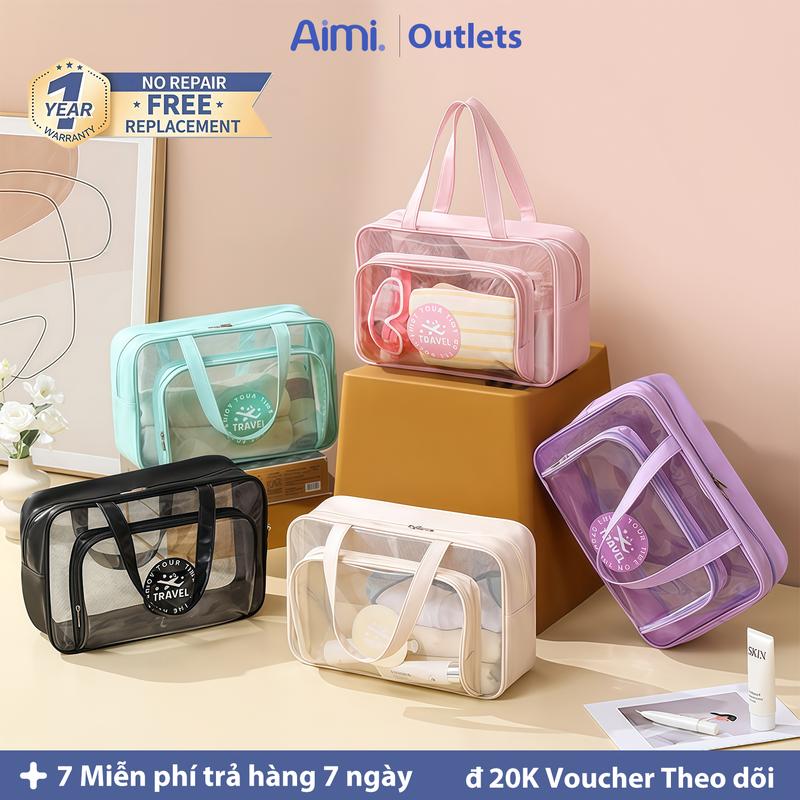  Túi đựng đồ Trang điểm Túi Mĩ Phẩm Túi Du Lịch đa Năng 2 Ngăn Chất Liệu Da PU Và PVC Chống Thấm Nước 