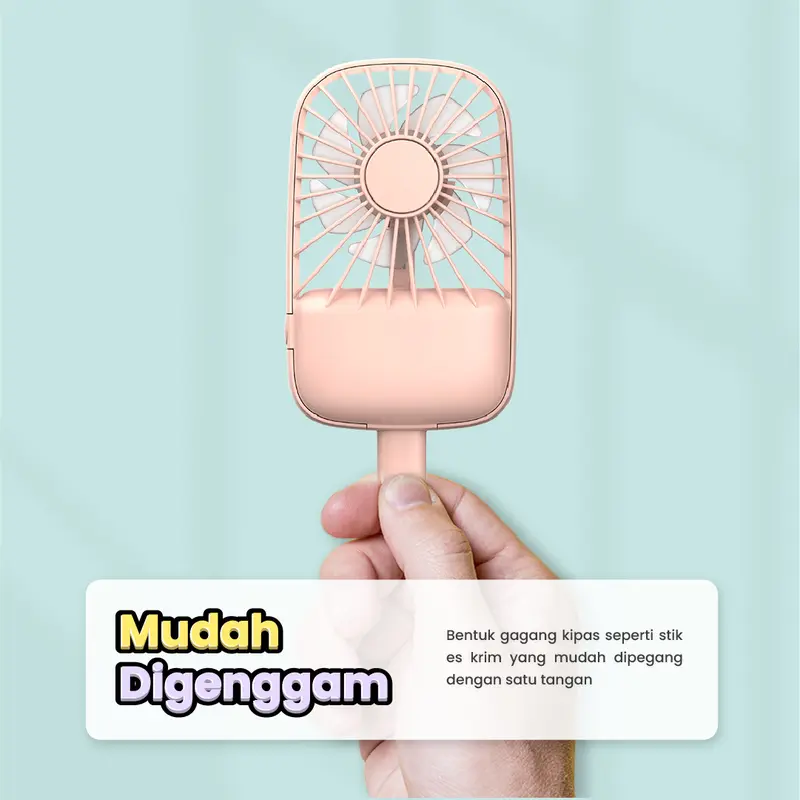 (PRODUK ASLI INFINILAPAN) Kipas Angin Mini Genggam Portable Karakter Ice Cream 3 Speed Wind l Kipas Angin Lucu Portable USB l Mini Fan l INFINILAPAN kipas  mini kipas  minilucu 4