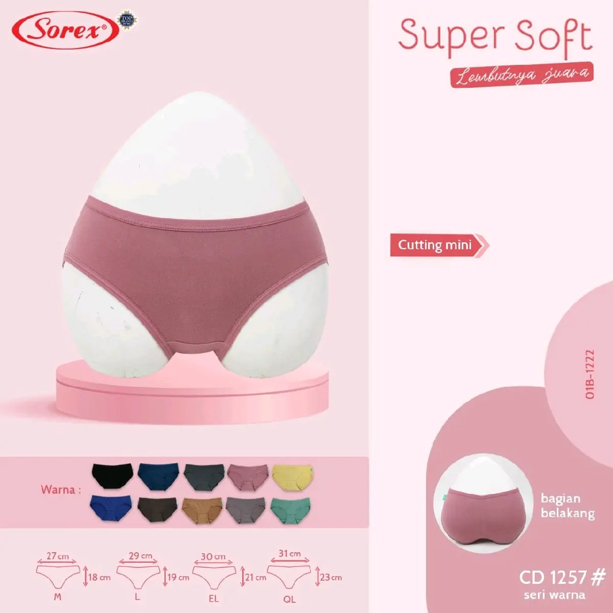3pcs CD Sorex 1257 Celana Dalam Wanita Super Soft Lembut Nyaman Cewek Dewasa Katun