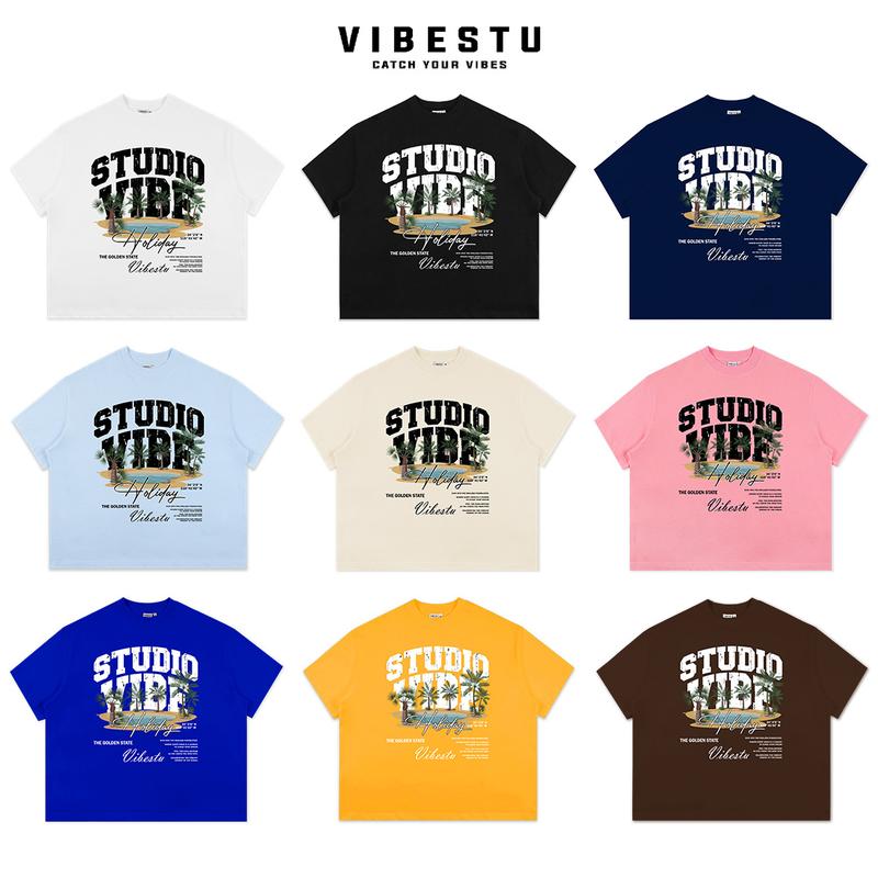 Áo Thun Local Brand VIBESTU "Đảo Cọ" Áo Thun Unisex Form Big Boxy Cotton 250Gsm