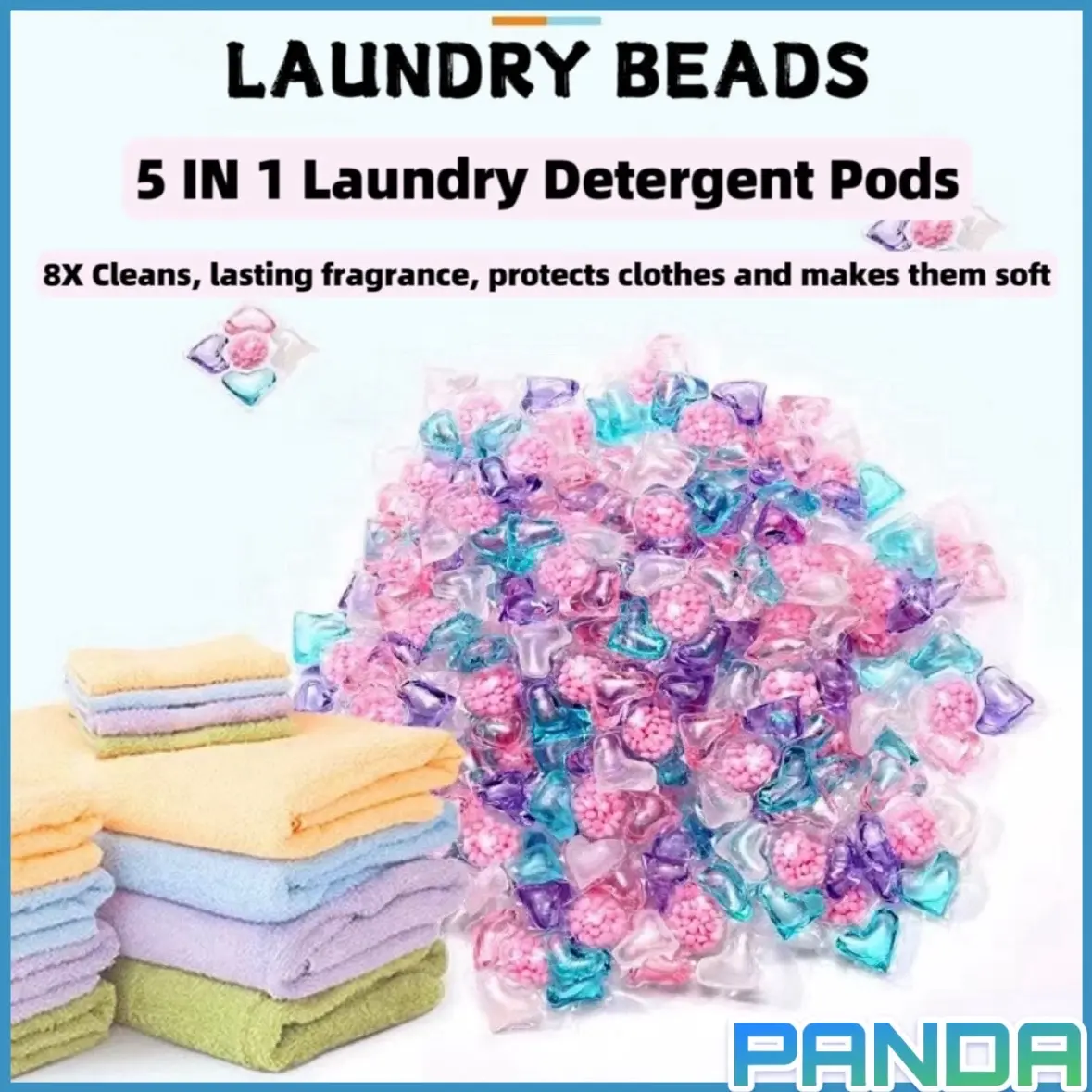 PANDA(40PCS)5 IN 1 Laundry Fragrance Beads Laundry Cloth cleaning Softener beads SABUN DOBI RUMAH SABUN BAJU WANGI