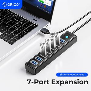 ORICO อะแดปเตอร์ฮับ USB3.0 โปร่งใส 7 พอร์ต ความเร็วสูง แยกพอร์ต USB ภายนอก  เหมาะสำหรับแล็ปท็อปพีซี เมาส์ คีย์บอร์ด แฟน USB ขนาดเล็ก และแฟลชไดรฟ์(PW7U)