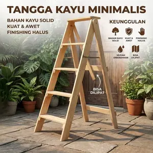 Tangga Lipat | Steger | Tangga Kayu | Steager | Tangga Serbaguna 120cm Minimalis Bahan Kayu Solid Kuat Awet Finishing Halus Mudah Dibersihkan Bisa Dilipat
