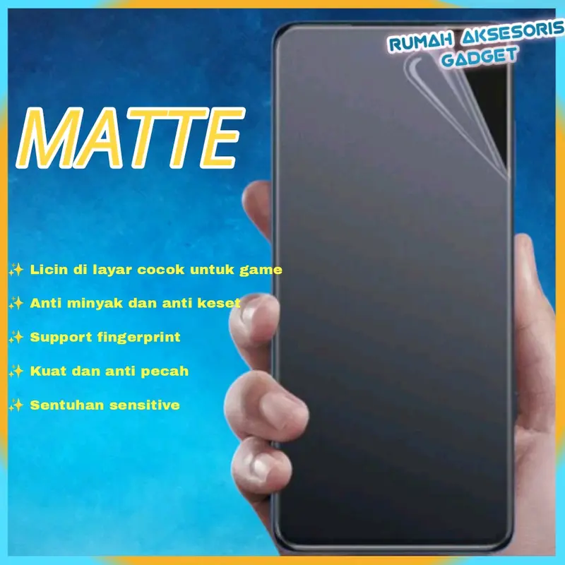 Anti gores Layar Hydrogel Matte doff screen protector gaming depan belakang all tipe Smartphone support finger print Lentur 0