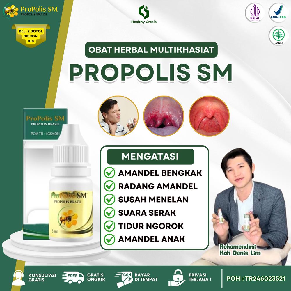 Propolis SM Obat Herbal Amandel Anak Dan Dewasa Radang Amandel Sakit Tenggorokan Panas Dalam Original - Propolis SM