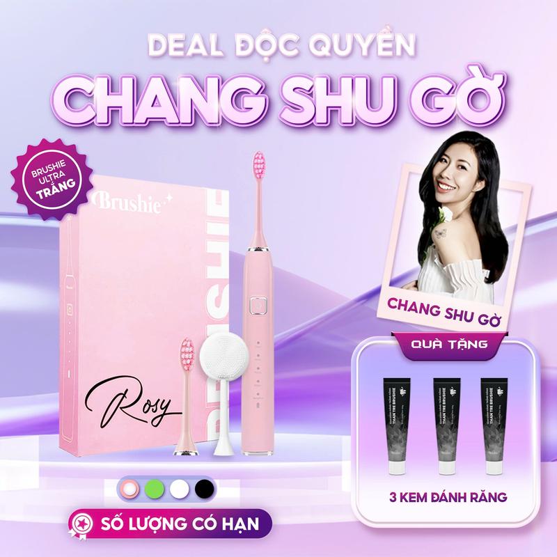 [CSG_DEAL ĐỘC QUYỀN] Bàn chải điện Brushie Ultra tích hợp đầu rửa mặt [BẢO HÀNH 1000 NGÀY]+ 3 KEM ĐÁNH RẮNG #BRULT