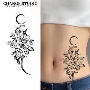 รอยสักชั่วคราว ดีไซน์รอยสักงูหญ้าโลตัส ติดทนนาน 15 วัน กันน้ำ ไม่กลัวการเสียดสี สติ๊กเกอร์รอยสัก