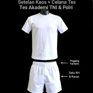 Setelan Kaos & Celana Tes Akademi TNI & Polri dengan Karet Tebal dan Saku Kiri & Kanan, Bahan Adem nyaman dipakai