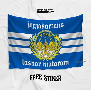(Free Stiker) Bendera PSIM Jogjakarta Laskar Mataram | Mini Flag Sepakbola Ultras Casual PSIM Jogjakarta
