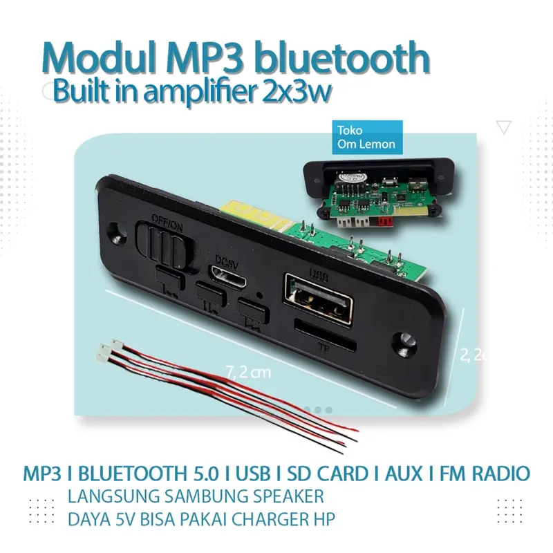 Modul Bluetooth MP3 FM radio 102 ampli 2x3watt 0