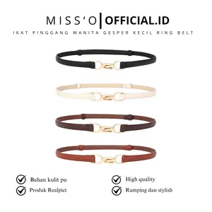 Missoofficial.id TP2011 Ikat Pinggang Wanita Fashion Gesper Kecil Bahan Kulit PU Ring Belt Gaya Casual