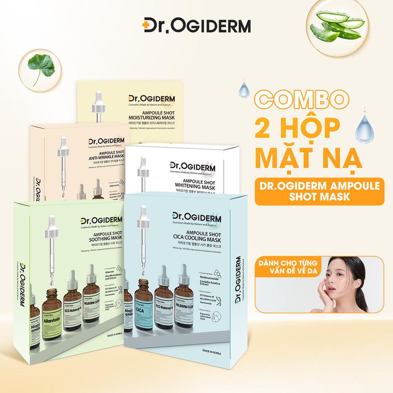 DR OGIDERM COMBO 2 Hộp Mặt Nạ Vải Vi Sợi Ampoule Shot Mask Công Nghệ Chăm Da Thế Hệ Mới Từ Hàn Quốc 30ml
