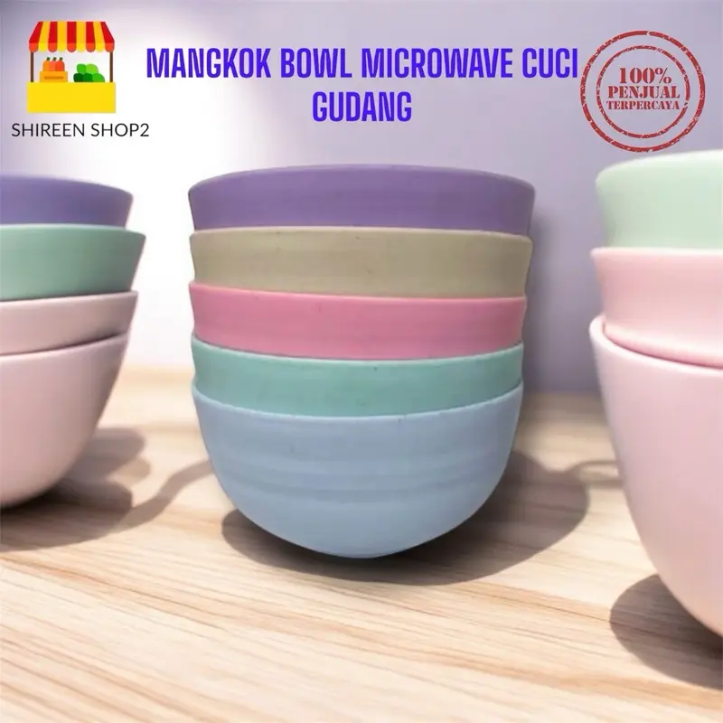 MANGKOK BOWL MICROWAVE CANTIK ISI 6 PCS MURAH CUCI GUDANG Set Straw