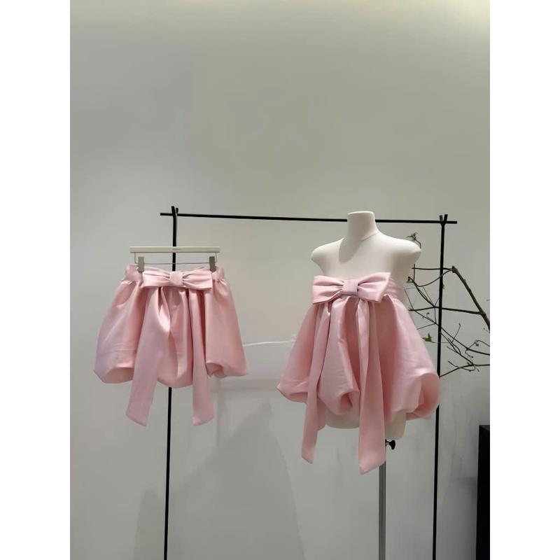 Áo quây nơ tafta dáng babydoll bồng xòe tiểu thư sang chảnh áo baby doll xinh áo kiểu nữ đẹp