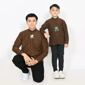 BOY MOM Coklat Mahogany Lengan Panjang Katun Poplin Ukuran Dewasa Dan Anak