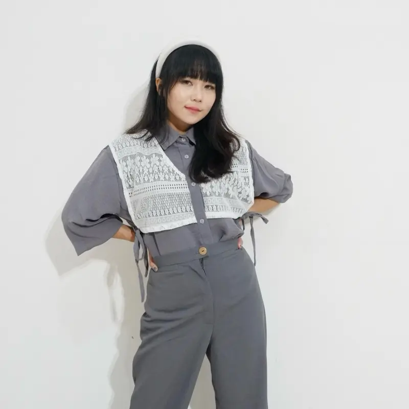 Qays Store Kemeja Asadela Rompi Vest Brukat Wanita All Size Stretch Panjang Adem Formal Mewah 2