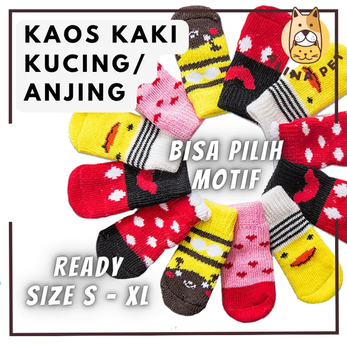 Kaos Kaki Anti Slip Katun Anjing Kucing Pet Cotton Socks Dog Socks Cat Socks Kaus Kaki Hewan