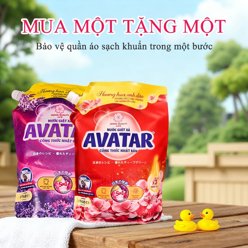 Mua 1 Tặng 1 Nước tẩy vết bẩn Avatar 5 trong 1 với hương hoa anh đào & hoa oải hương - Làm sạch sâu Hương thơm lâu dài Túi 2KG