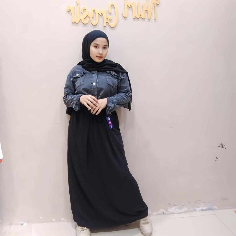 Rok Maxi  Panjang  crinkle  Airflow   Wanita Variasi tali serut Size jumbo Muslim 3