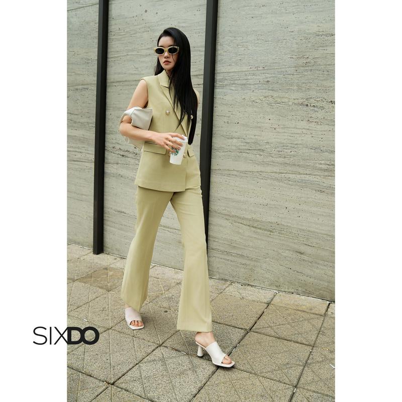 Quần âu ống loe vàng chanh SIXDO (Lime Raw Flared Pants)
