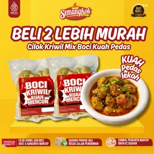 TEBUS MURAH Cilok Kriwil Daging Mix Baso Aci Boci Originl Kuah Pedas Instan ( Isi 25 Mix 15 Cilok Daging Rangu + 10 Boci Original ) - Semangkok Boci