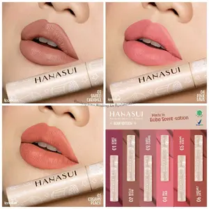 Hanasui Mattedorable Lip Cream Boba - Velvet Matte Finish Pigmented Long Lasting Double Moisturizing Creamy Hazelnut Peach Brown  Lipstick