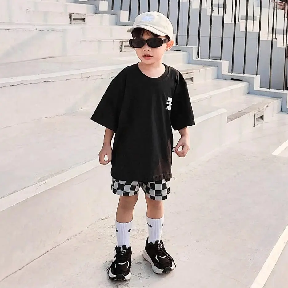 KRUCILKUU-SETELAN OVERSIZE WE ARE THE FUTURE SABLON PUFF MOTIF CATUR KEREN UMUR 1-10 TAHUN