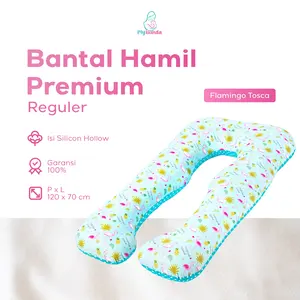 My Bunda Collection - Bantal Penyangga Perut Reguler Motif Flamingo Toska | Bantal Ibu Hamil Premium - Bantal Bumil Busui