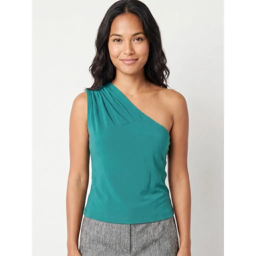 Atasan Wanita Womens Asymmetrical Neck Sleeveless Blouse - 2477