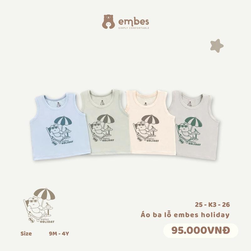Áo ba lỗ in hình Embes Holiday cho bé Embes Việt Nam từ 9 tháng - 4 tuổi - 25-K3-26
