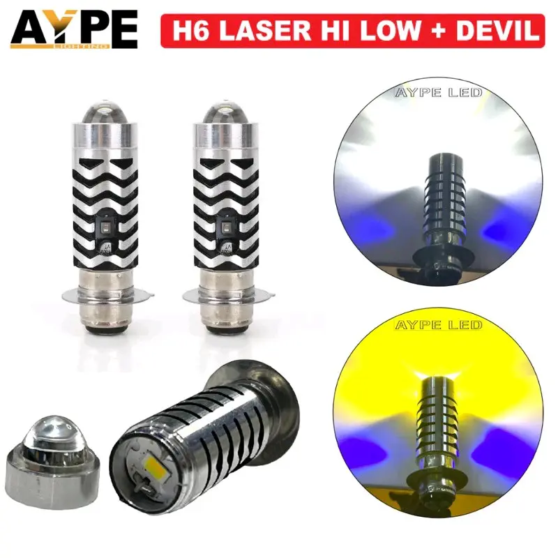 LED H6 LAMPU DEPAN UTAMA MOTOR BEBEK MATIC H6 HIGH LOW LASER SUPER TERANG SENJA BIRU Motorcycle