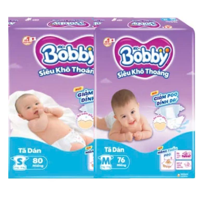 Tã dán Bobby NB70/ S80/ M76/ L68/ XL62/ XXL56 miếng