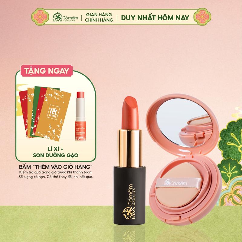  Combo Trang Điểm Tự Nhiên Son Lụa Diễm Mềm Mịn Và Cushion Phấn Nước Thuỷ Tinh Cỏ Mềm 