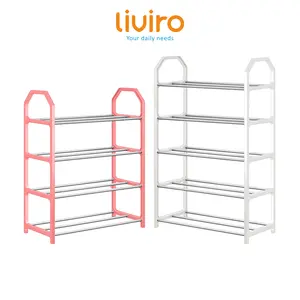 Liviro Rak Sepatu Stainless 4 dan 5 Susun Tempat Sepatu Portable Minimalis Serbaguna Berkualitas