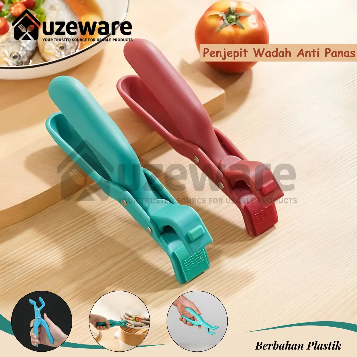 Uzeware Alat Penjepit Panci Mangkok Anti Panas / Jepitan Pengangkat Mangkok Piring / Capitan Klip Pegangan Serbaguna Multifungsi / Penjepit Mangkok Makananan Kukus / Bowl Clipper