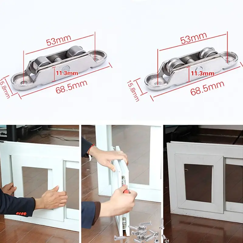 80/88 sliding door and window accessories flat/groove double wheel sliding door and window roller bracket accessories stainless steel roller silent