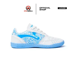 Oxwell Monoculus - Sepatu Futsal Anak Laki laki Junior Brand Lokal Berkualitas Putih Biru Outdoor Sport