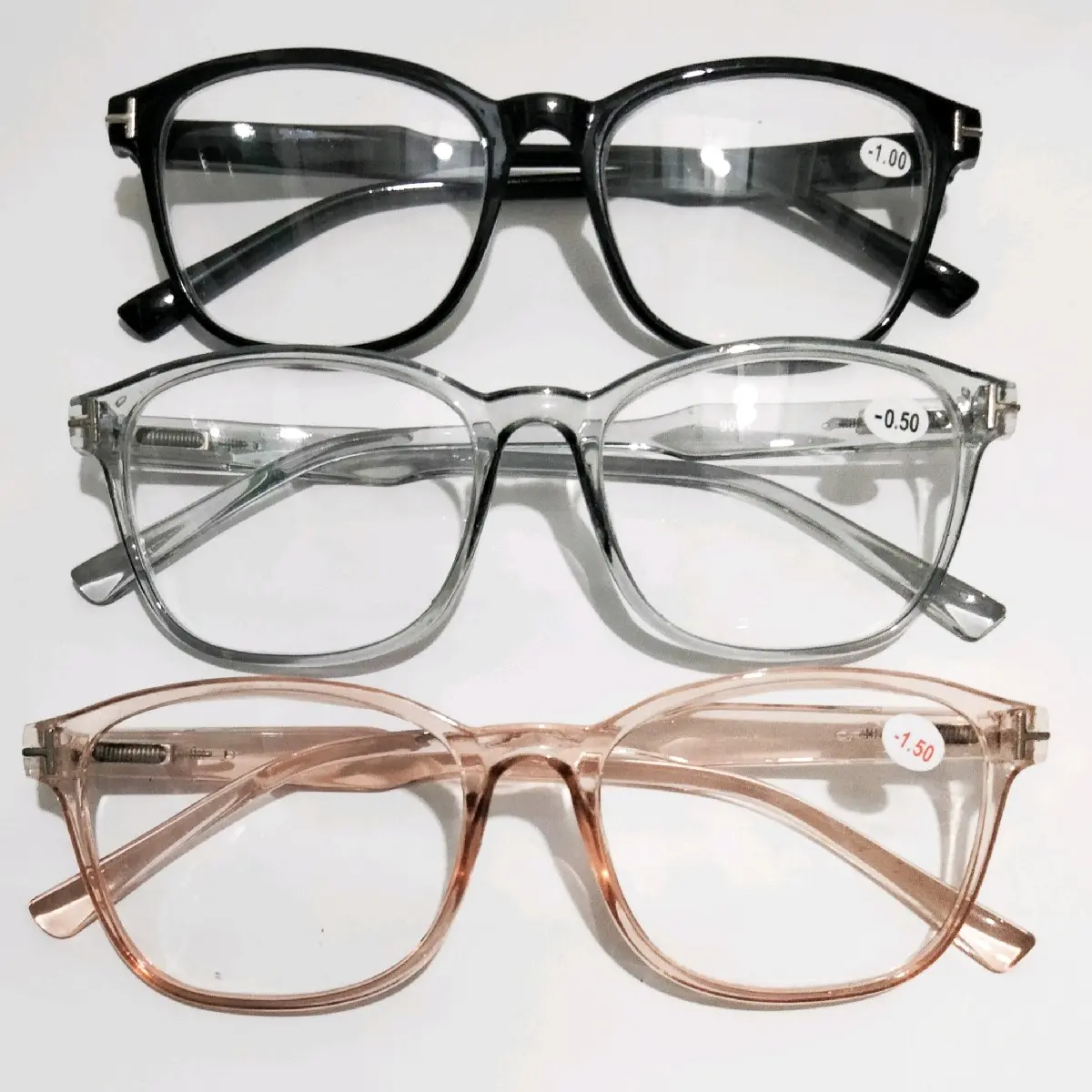 Kacamata Minus Rabun Jauh Pria Wanita Tangkai Per ukuran -0.50 s/d -4.00 warna Hitam, Peach, Abu Frame Plastik