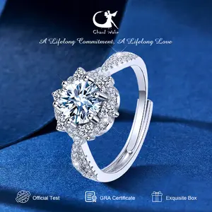 【003Harga telah dibanting, segera di CO】Chard Wake Cincin Wanita Berlian 2 Karat Perhiasan Cewek Adjustable Size Dilapisi Platinum Original Rings CWR098