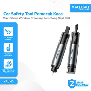 Vention Car Safety Tool Palu Pemecah Kaca Mobil 2 in 1 Sharp Hammer Window Breaking Pemotong Seat Belt - KRUH0