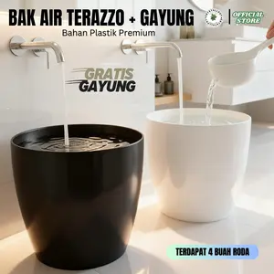 Pot Bunga Tanaman Plastik Lovenia 40 Model Keramik Polos | Bahan Tebal Kuat + Roda Bawah