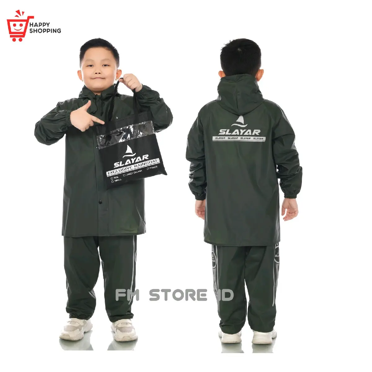 (SLAYAR) jas hujan anak setelan anti rembes hijau army best quality