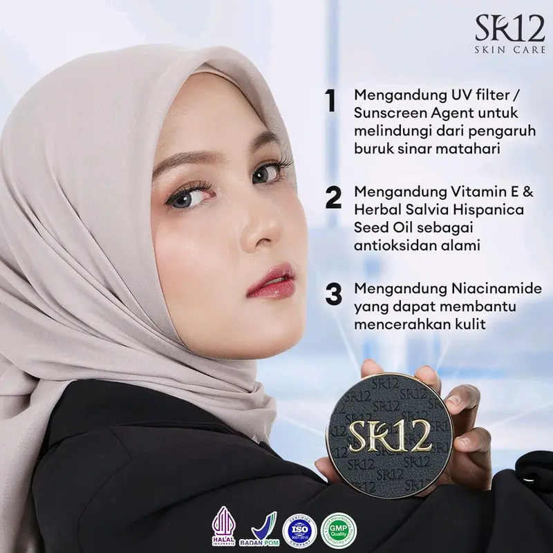 Perfect Cushion SR12 Bedak Basah dan Refil isi ulang Glowing Tahan Lama Anti Air BPOM Skincare Natural dan Ivory Concealer Foundation Cover long Lasting Waterproof 1